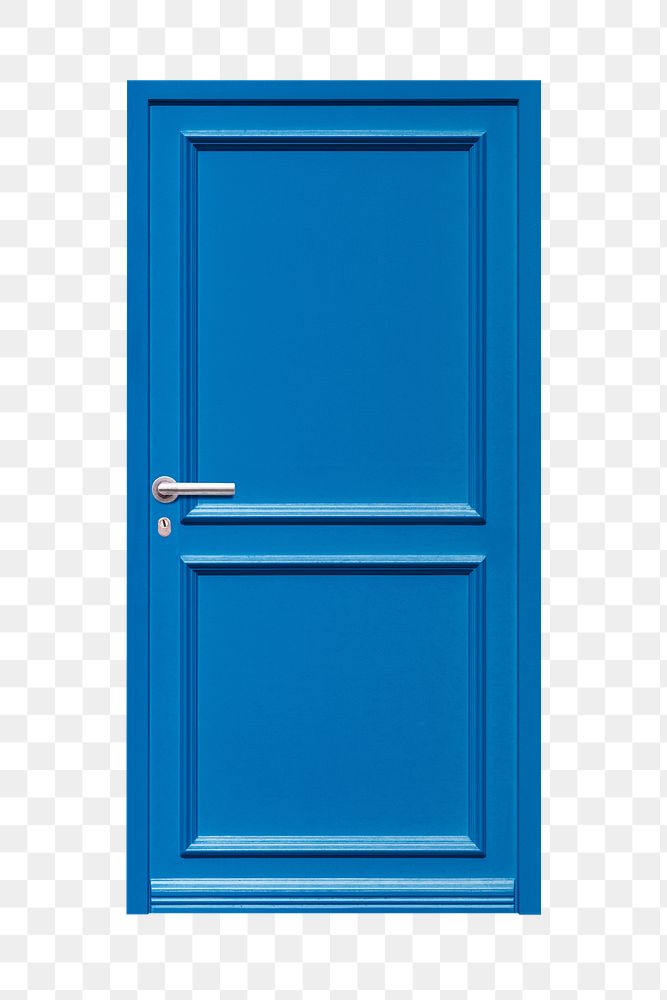 Blue panel png door sticker, modern architecture image on transparent background