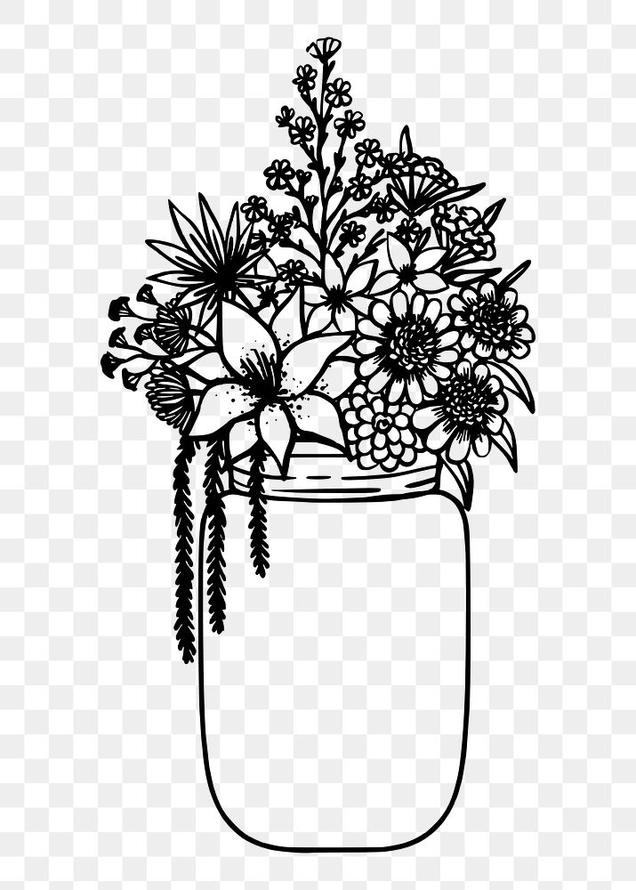 Flower vase png sticker, botanical vintage illustration on transparent background. Free public domain CC0 image.