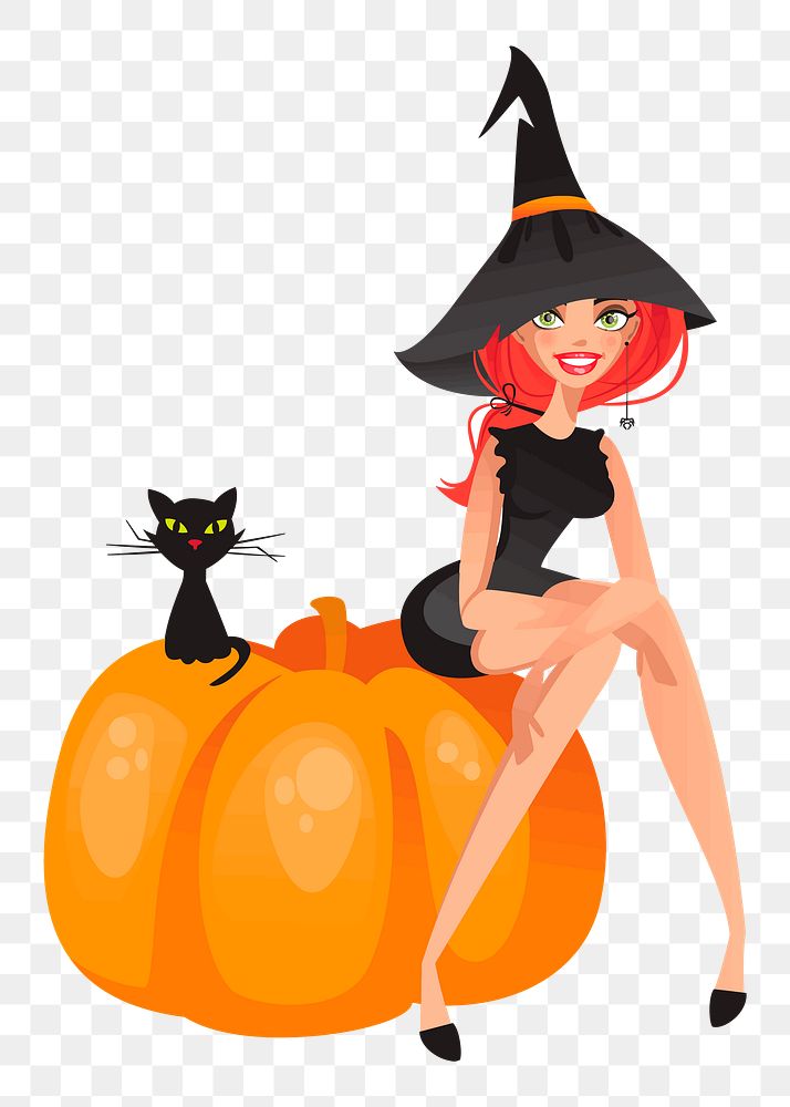 Sexy witch png sticker, Halloween celebration illustration on transparent background. Free public domain CC0 image.