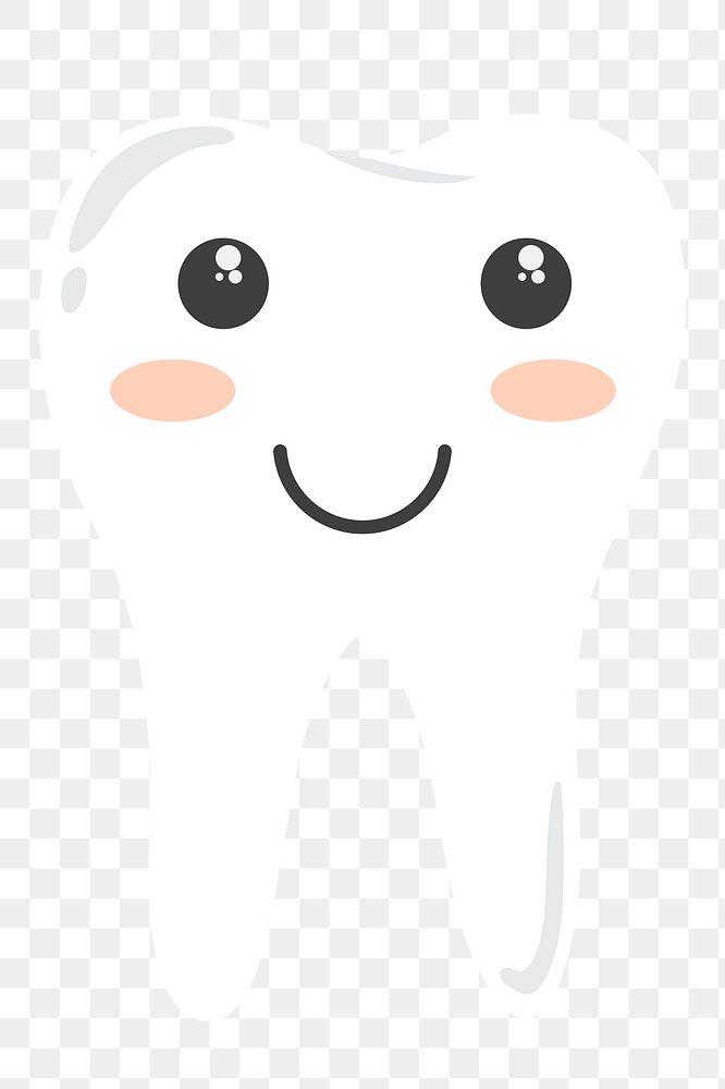 Smiling tooth png sticker, cartoon illustration on transparent background. Free public domain CC0 image.