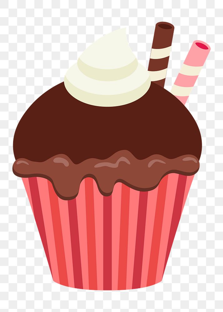 Chocolate cupcake png sticker, cute dessert illustration on transparent background. Free public domain CC0 image.