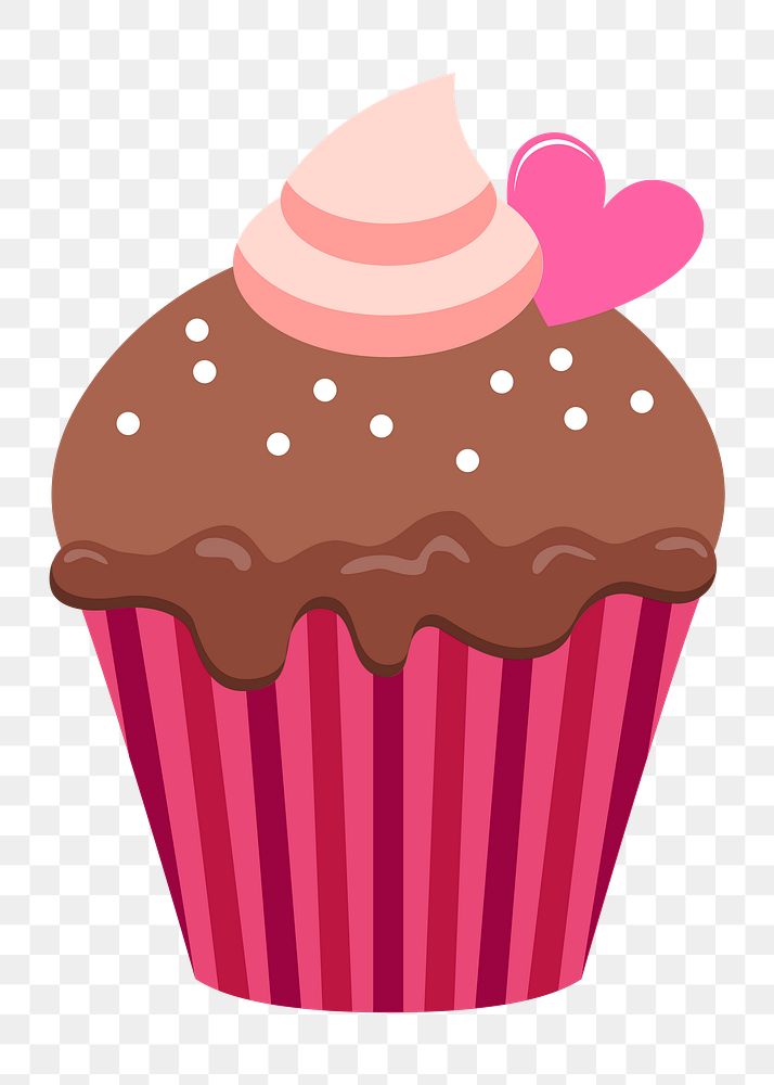 Chocolate cupcake png sticker, cute dessert illustration on transparent background. Free public domain CC0 image.