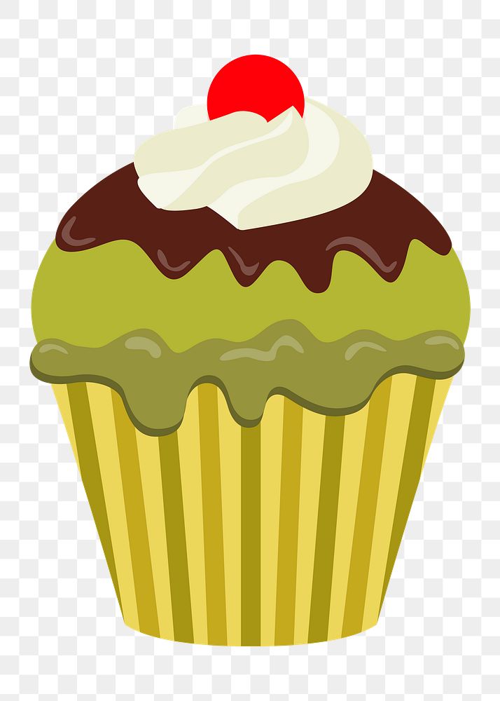Matcha cupcake png sticker, cute dessert illustration on transparent background. Free public domain CC0 image.