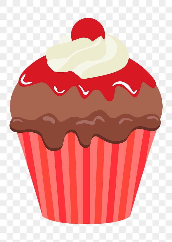 Png red velvet cupcake sticker, cute dessert illustration on transparent background. Free public domain CC0 image.