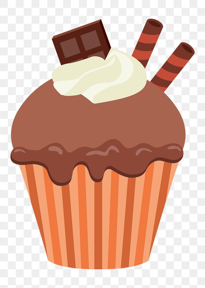 Chocolate cupcake png sticker, cute dessert illustration on transparent background. Free public domain CC0 image.