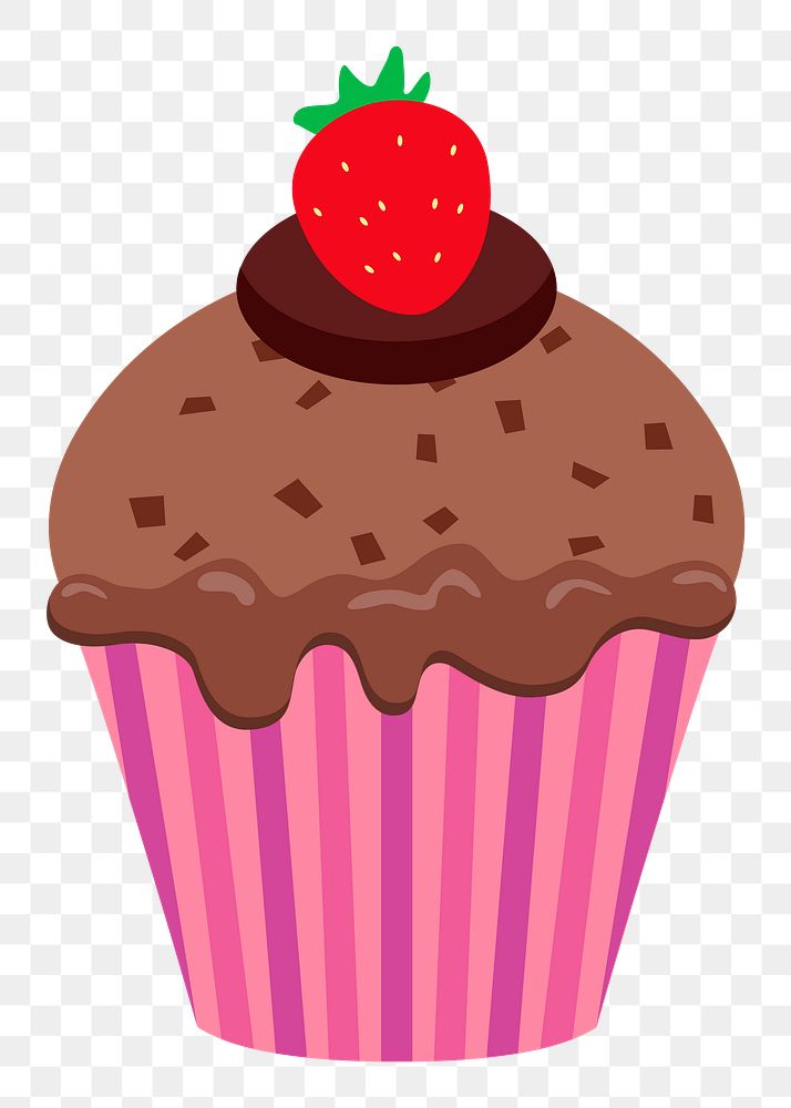 Chocolate cupcake png sticker, cute dessert illustration on transparent background. Free public domain CC0 image.