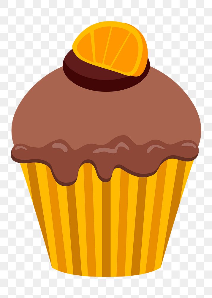Png orange chocolate cupcake sticker, cute dessert illustration on transparent background. Free public domain CC0 image.
