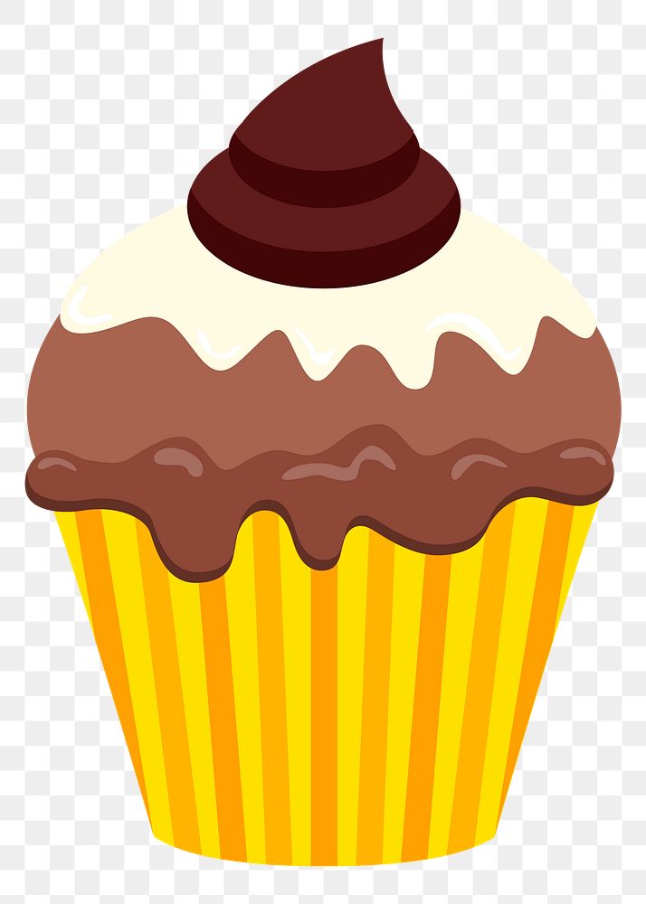 Chocolate cupcake png sticker, cute dessert illustration on transparent background. Free public domain CC0 image.