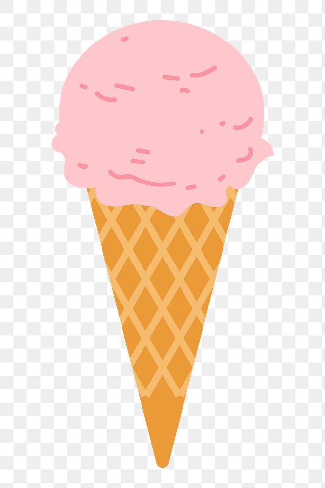 Strawberry ice-cream png sticker, dessert illustration on transparent background. Free public domain CC0 image.