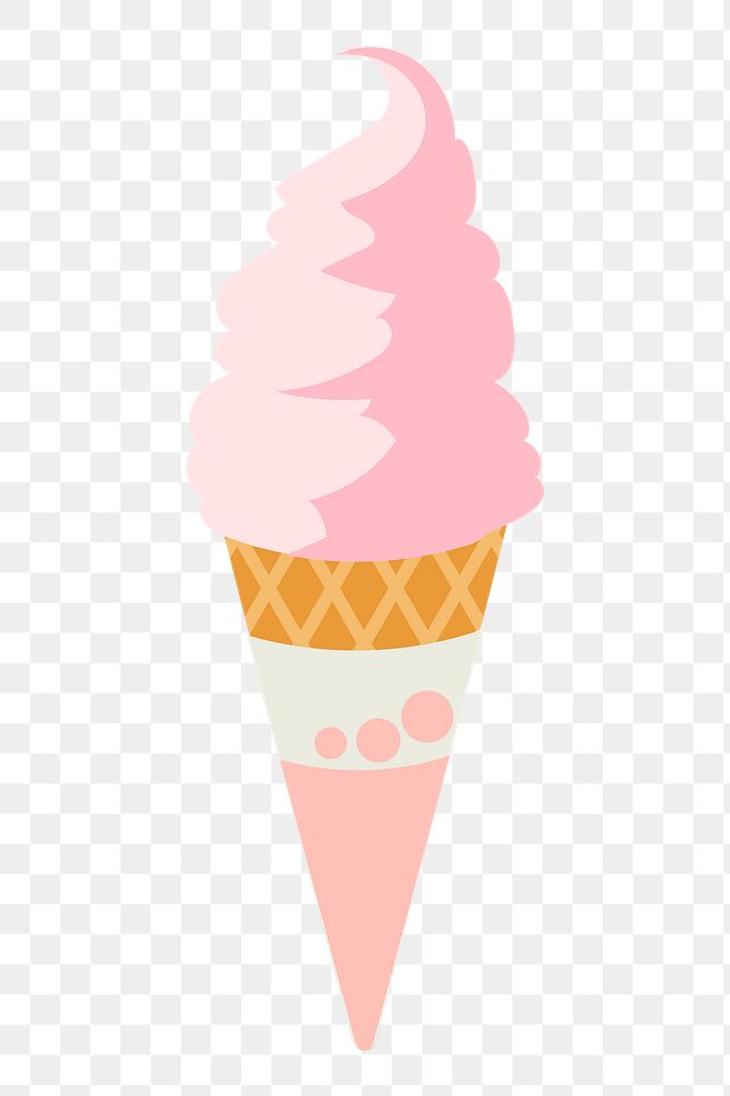 Strawberry png soft serve sticker, dessert illustration on transparent background. Free public domain CC0 image.