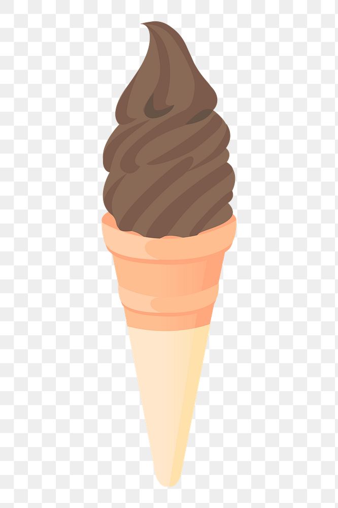 Png chocolate soft serve ice-cream sticker, dessert illustration on transparent background. Free public domain CC0 image.