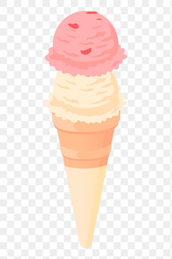 2 scoops png ice-cream sticker, dessert illustration on transparent background. Free public domain CC0 image.