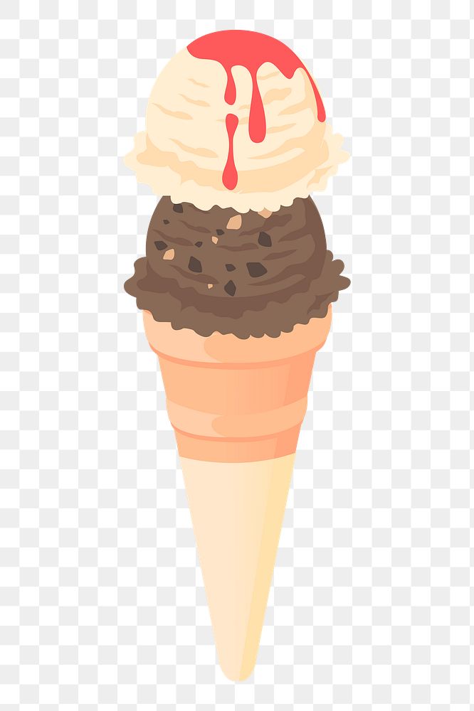 2 scoops png ice-cream  sticker, dessert illustration on transparent background. Free public domain CC0 image.