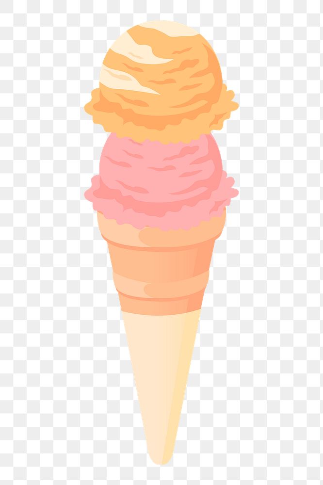 Png 2 scoops ice-cream sticker, dessert illustration on transparent background. Free public domain CC0 image.