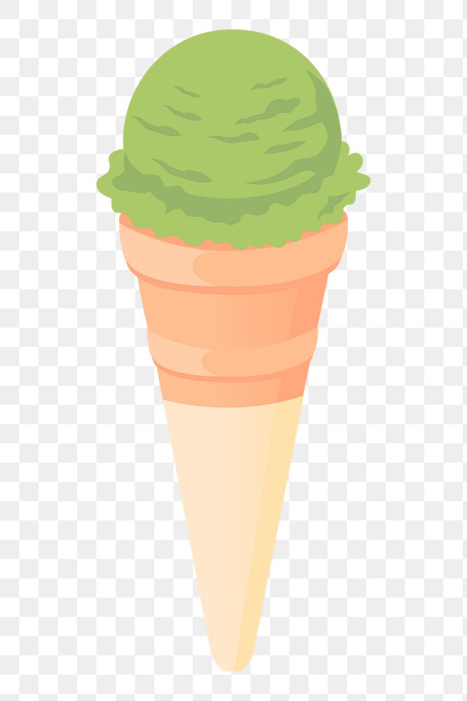 Matcha ice-cream png sticker, dessert illustration on transparent background. Free public domain CC0 image.