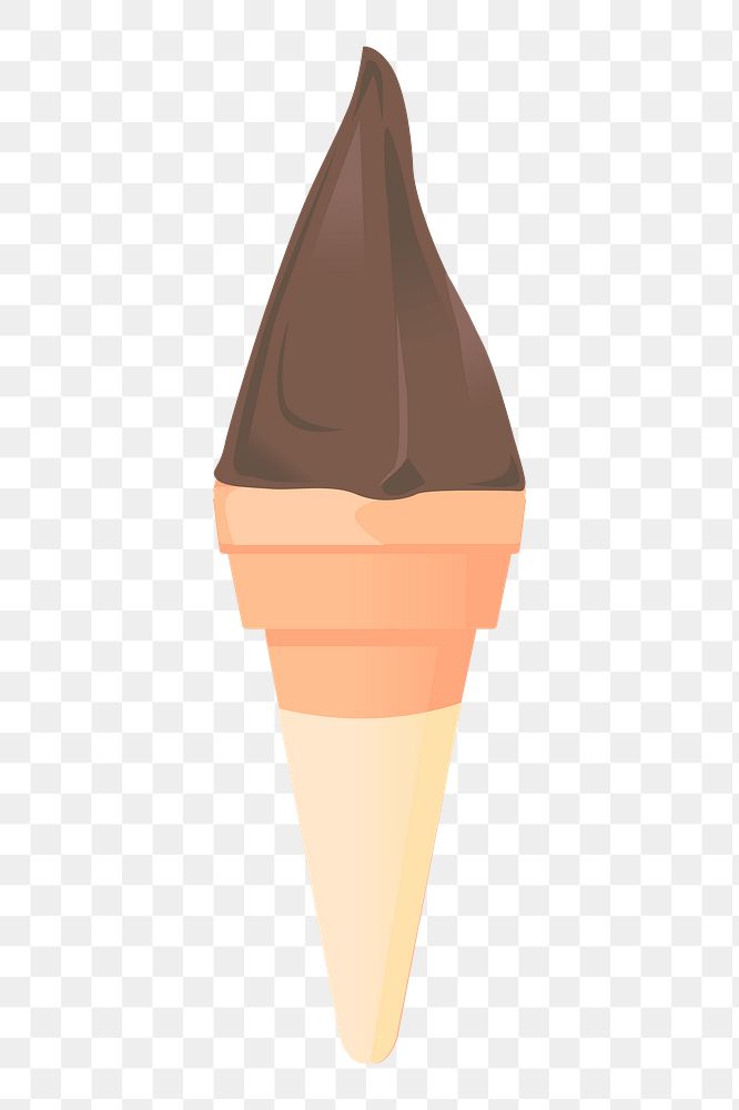 Chocolate gelato png cone sticker, dessert illustration on transparent background. Free public domain CC0 image.