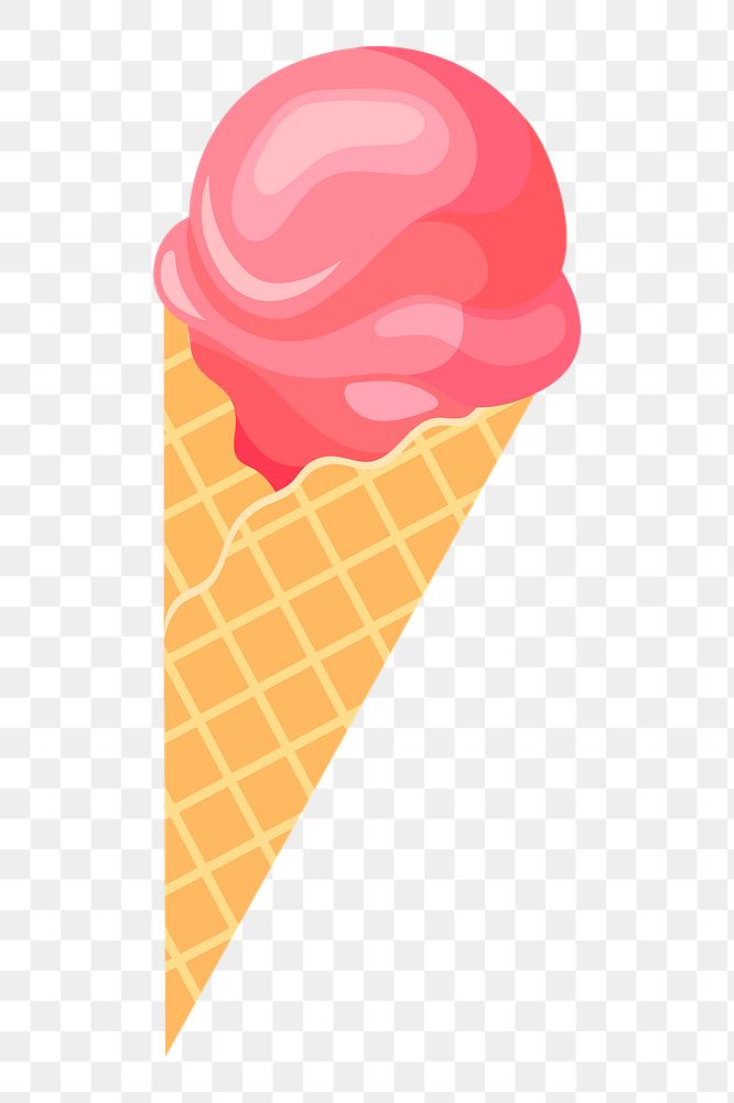 Strawberry ice-cream png sticker, dessert illustration on transparent background. Free public domain CC0 image.