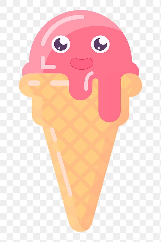 Strawberry ice-cream png sticker, dessert illustration on transparent background. Free public domain CC0 image.