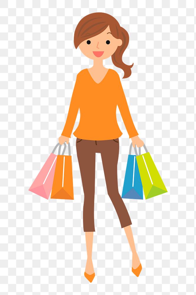 Shopping woman png sticker, hobby illustration on transparent background. Free public domain CC0 image.
