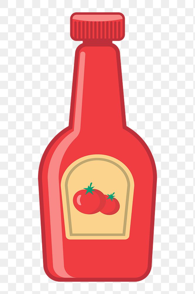 Ketchup bottle png sticker, sauce illustration on transparent background. Free public domain CC0 image.