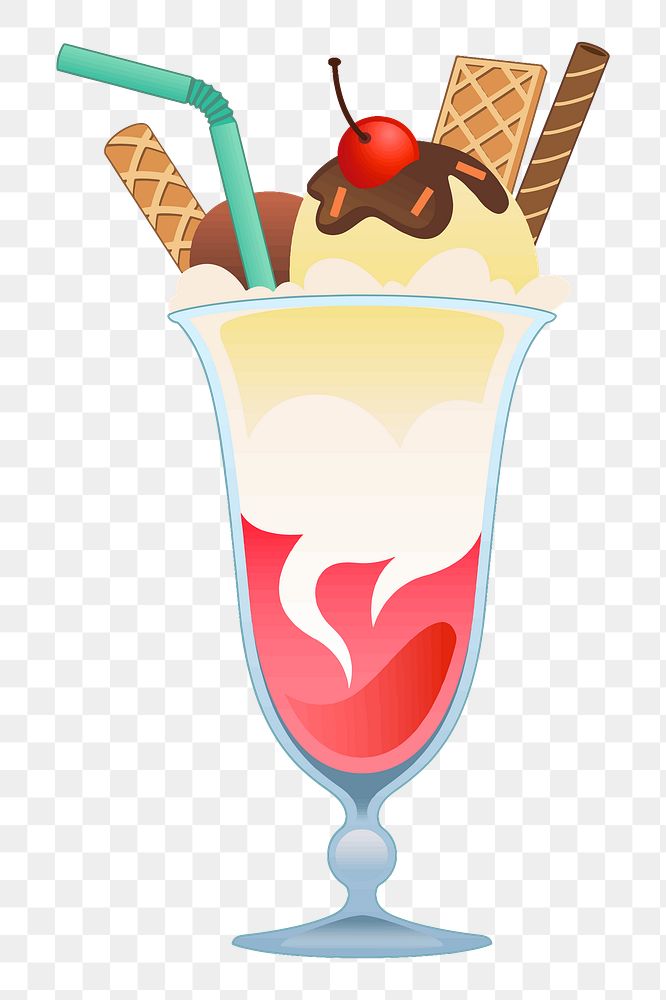 Ice-cream sundae png sticker, dessert illustration on transparent background. Free public domain CC0 image.