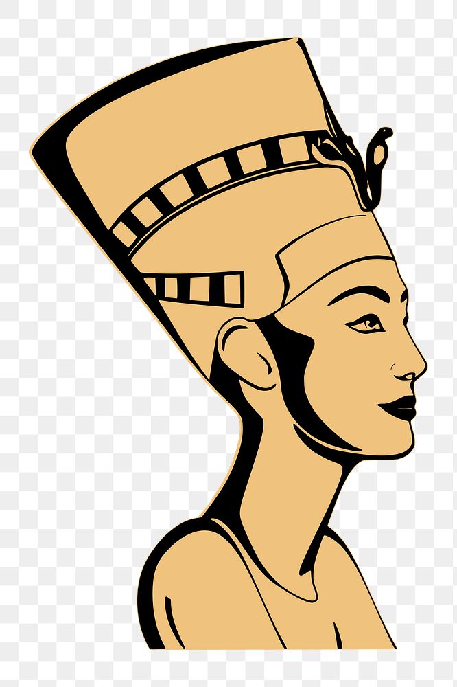 Nefertiti Bust png portrait sticker, Egyptian illustration on transparent background. Free public domain CC0 image.