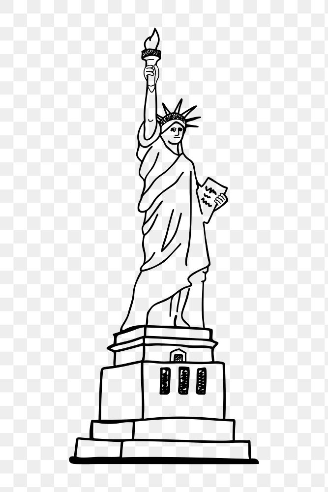 Png Statue of Liberty sticker, landmark illustration on transparent background. Free public domain CC0 image.