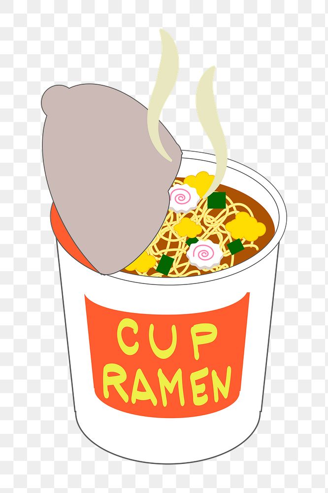 Ramen cup png sticker, instant food illustration on transparent background. Free public domain CC0 image.