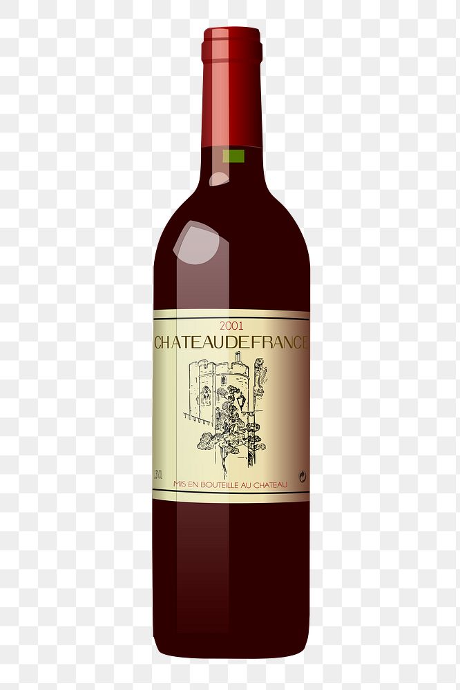 Wine bottle png sticker, alcoholic drink illustration on transparent background. Free public domain CC0 image.
