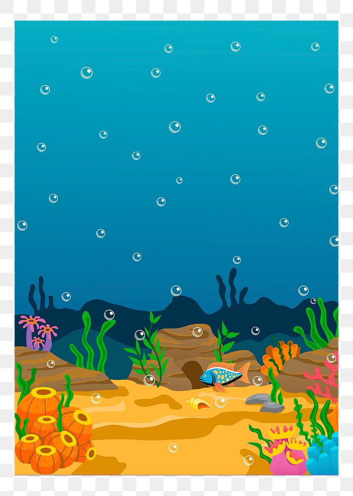 Under ocean png sticker, marine life illustration on transparent background. Free public domain CC0 image.