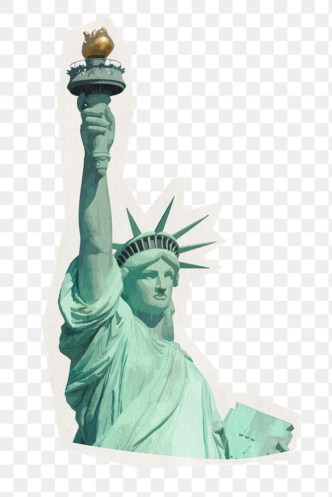 Png Statue of Liberty sticker, travel rough cut paper effect, transparent background