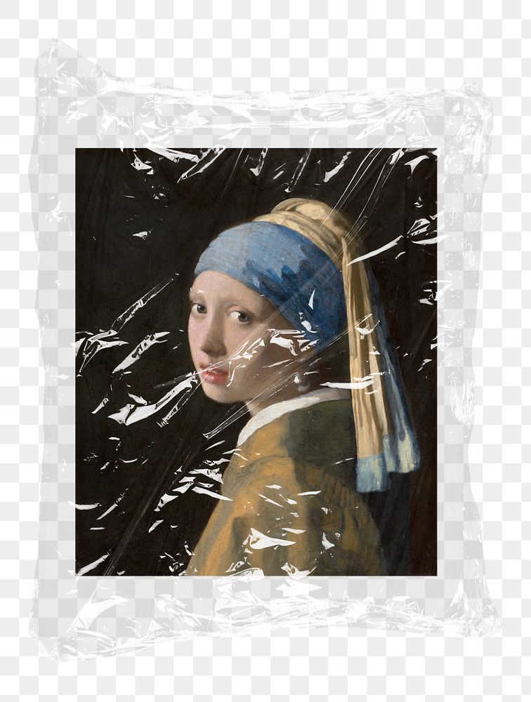 Png Girl with a Pearl Earring by Vermeer, transparent background, remixed by rawpixel