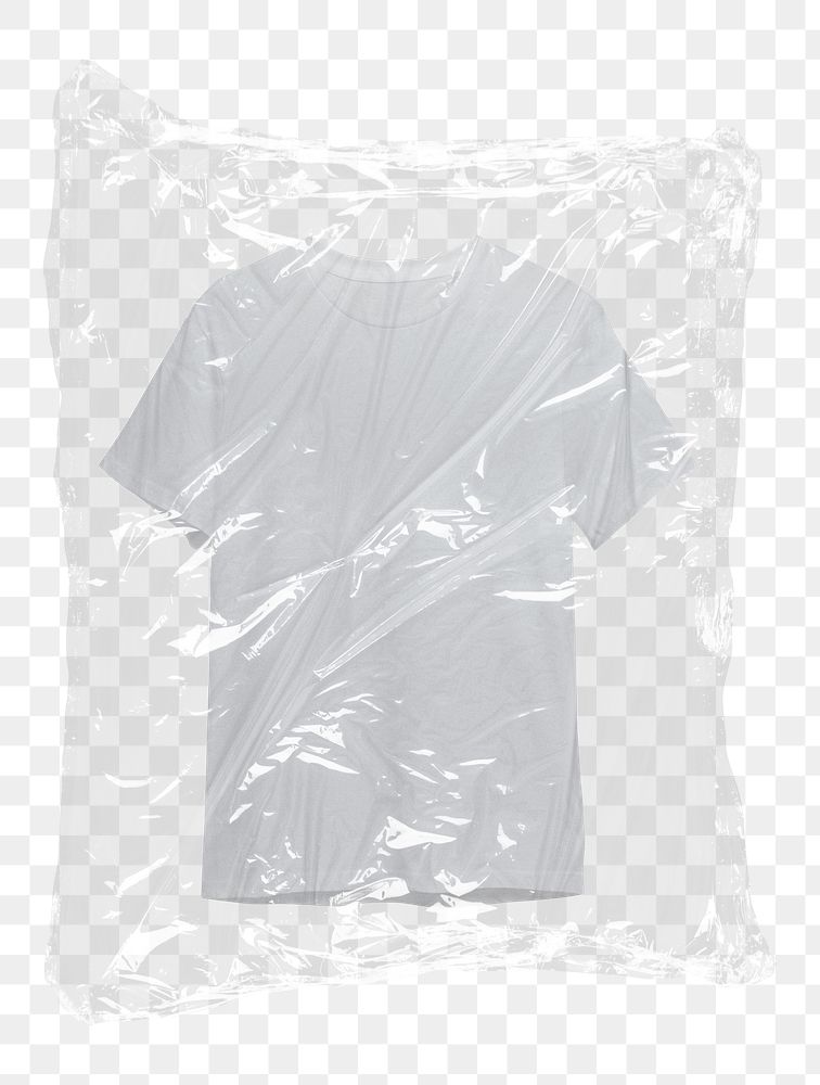 White tee png plastic packaging sticker, transparent background