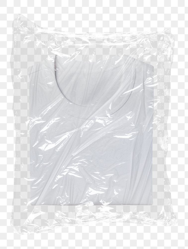 White tee png plastic packaging sticker, transparent background