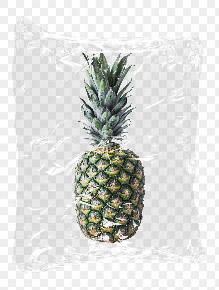 Pineapple png plastic packaging sticker, transparent background