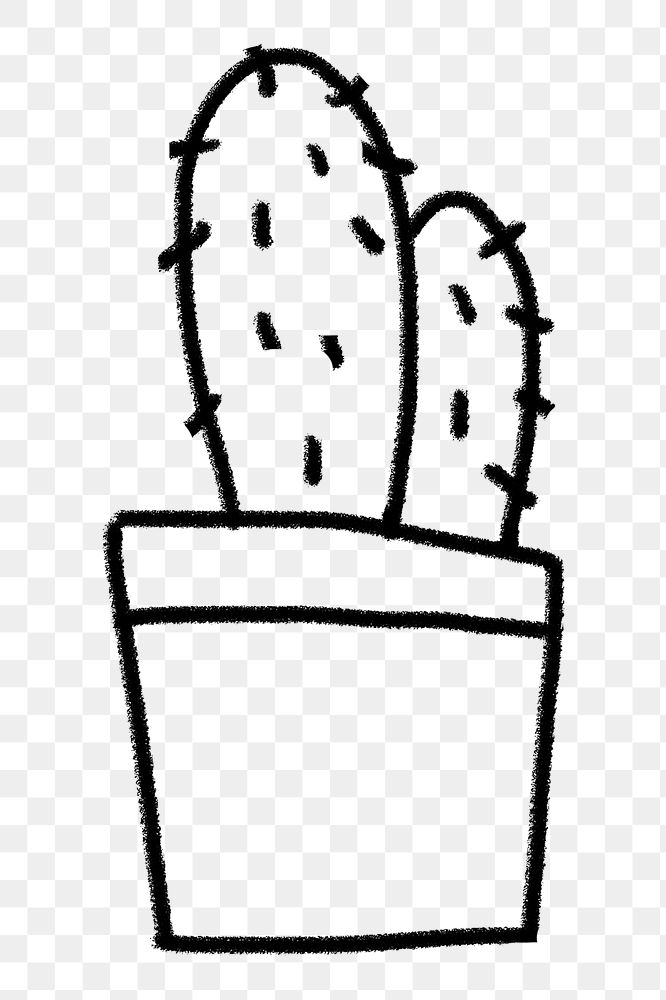 Cactus doodle png sticker, plant transparent background