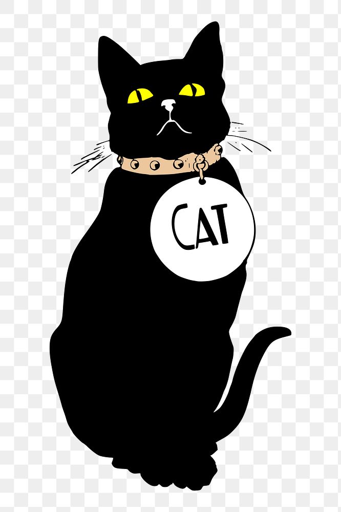 Black cat png sticker, animal illustration on transparent background. Free public domain CC0 image.
