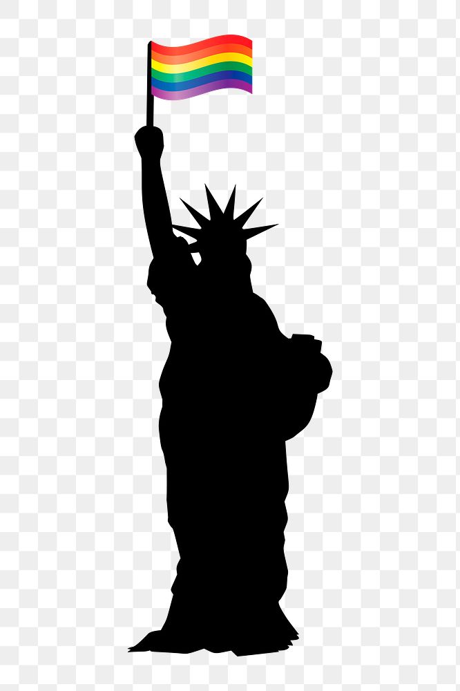 Png LGBTQ Statue of Liberty sticker, landmark silhouette illustration on transparent background. Free public domain CC0…