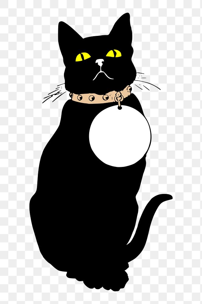 Black cat png sticker, animal illustration on transparent background. Free public domain CC0 image.