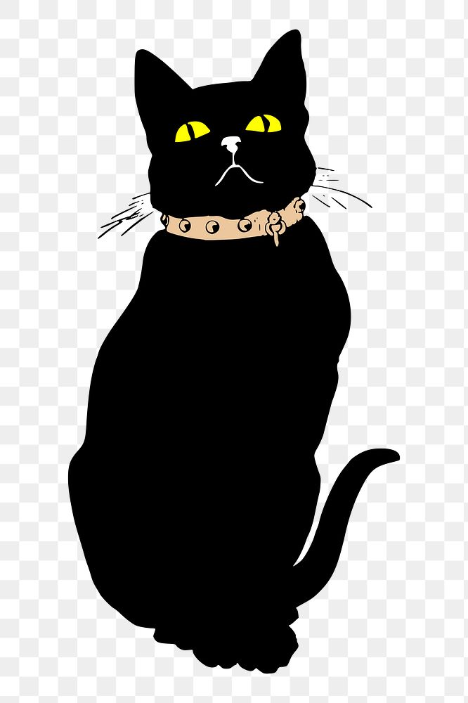 Black cat png sticker, animal illustration on transparent background. Free public domain CC0 image.