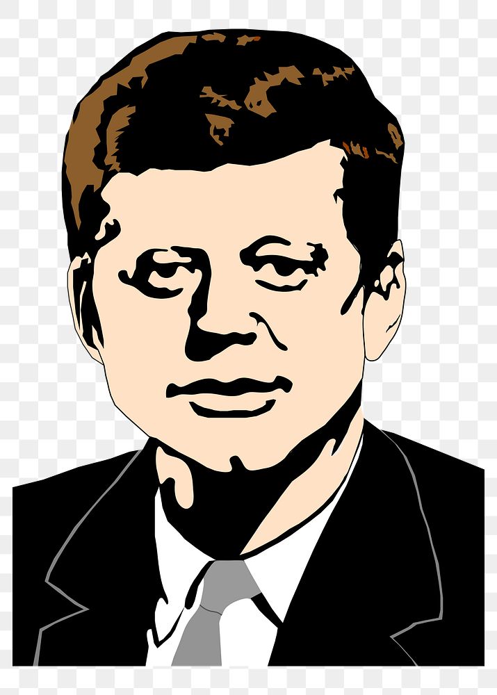 John F. Kennedy png sticker, US president portrait on transparent background. Free public domain CC0 image.