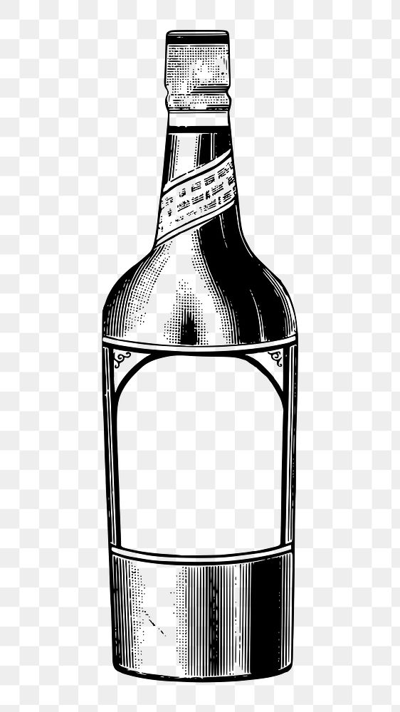 Champagne bottle png sticker, object illustration on transparent background. Free public domain CC0 image.