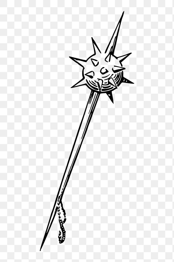 Mace png sticker, medieval weapon illustration on transparent background. Free public domain CC0 image.
