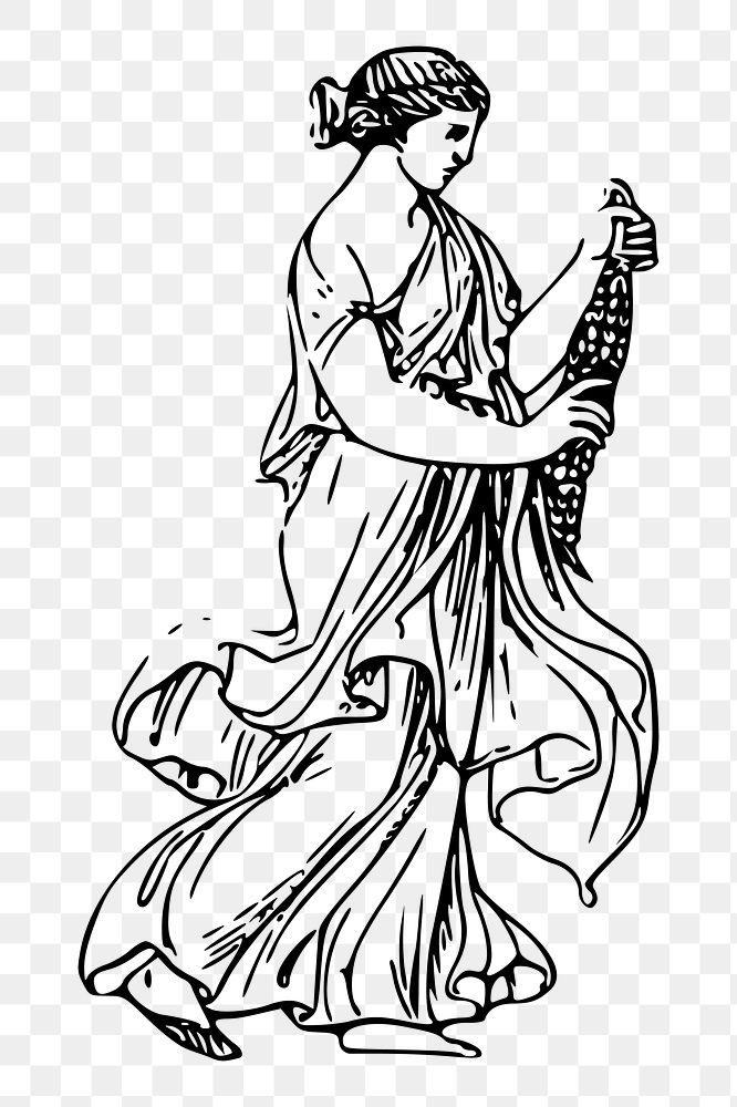 Ancient farmer png sticker Greek woman illustration, transparent background. Free public domain CC0 image.