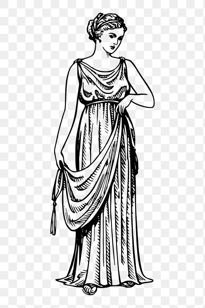 Greek woman png sticker noble person illustration, transparent background. Free public domain CC0 image.