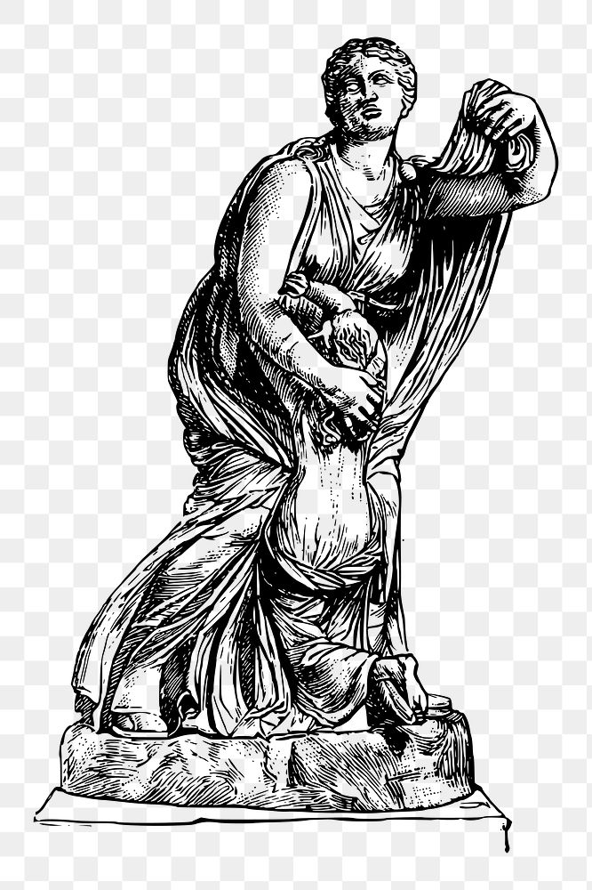 Greek statue png sticker ancient illustration, transparent background. Free public domain CC0 image.