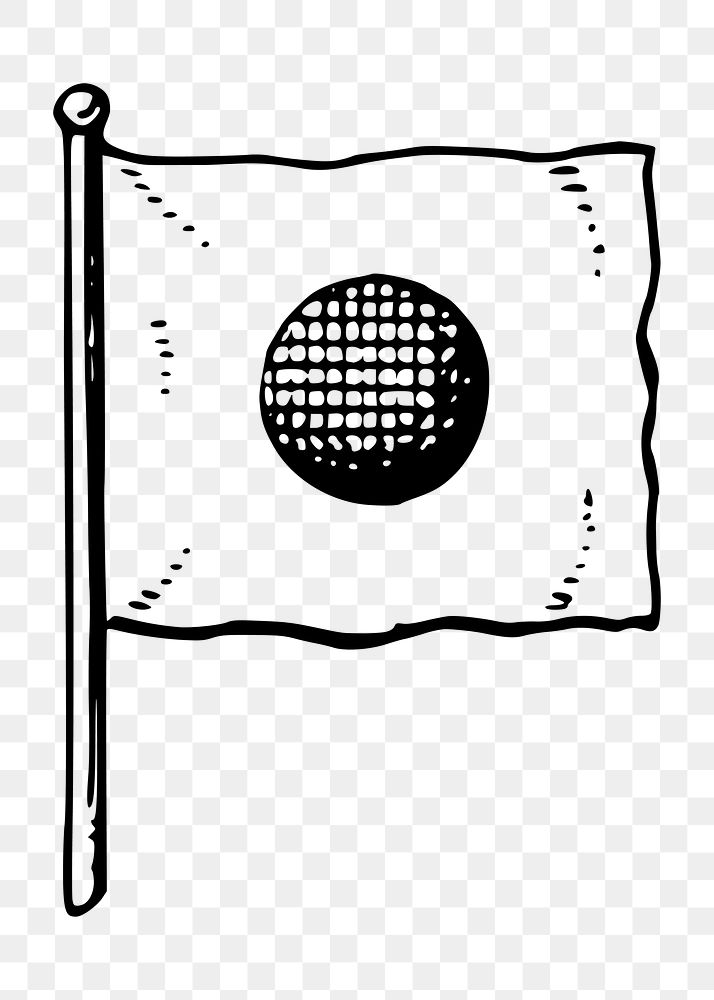 Japan flag png sticker black and white illustration, transparent background. Free public domain CC0 image.