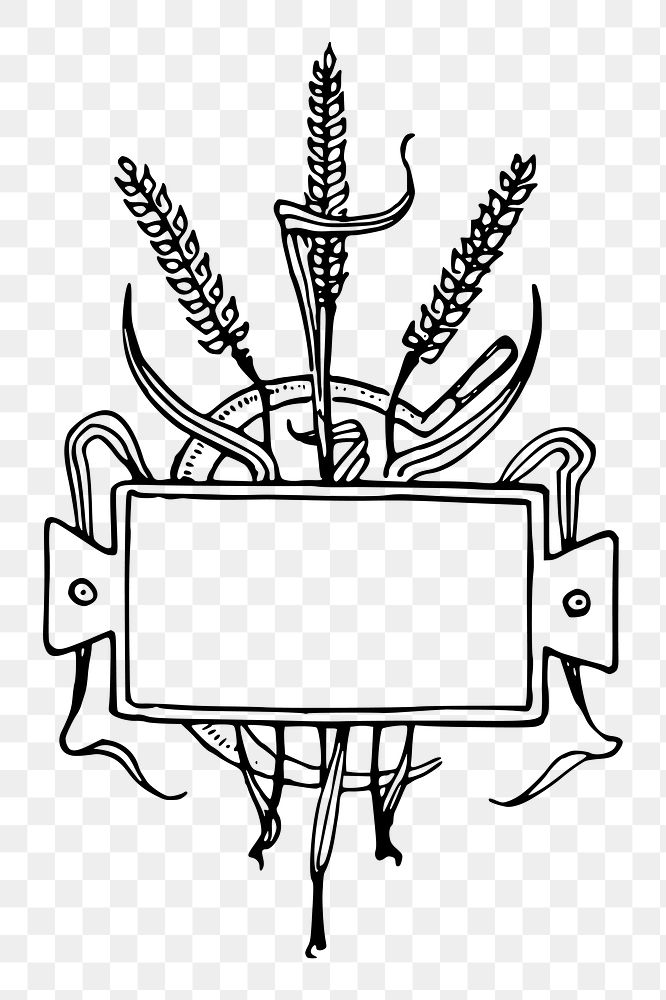 Wheat frame png sticker vintage illustration, transparent background. Free public domain CC0 image.