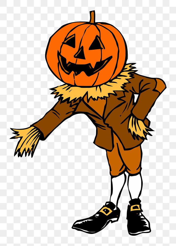 PNG halloween pumpkin man sticker cartoon illustration, transparent background. Free public domain CC0 image.