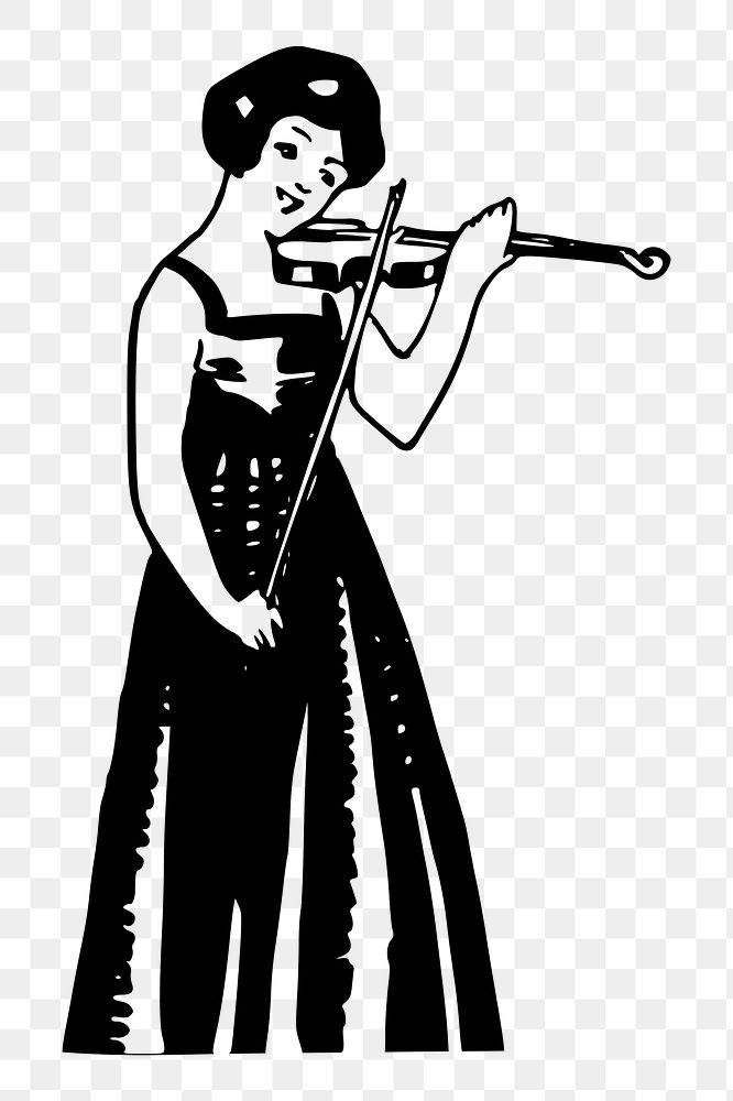 Woman violinist png sticker illustration, transparent background. Free public domain CC0 image